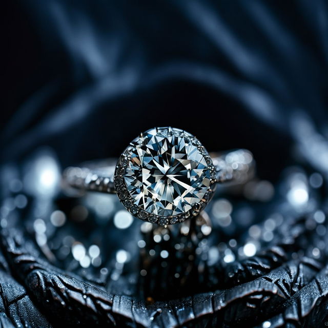 This is a luxurious, high-resolution, editorial-style photograph of an opulent engagement ring