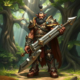A powerful Earth Genasi Paladin, embodying strength and resilience, with a sturdy build and skin that resembles rock and soil tones