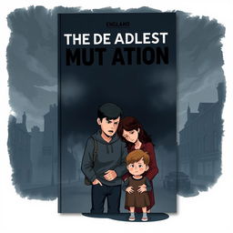 A book cover illustration depicting a somber scene set in England during the COVID-19 pandemic