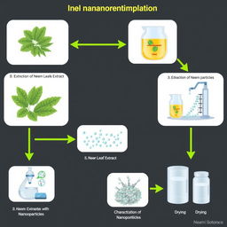 A detailed flow diagram illustrating the step-by-step process of neem nanoparticles formation
