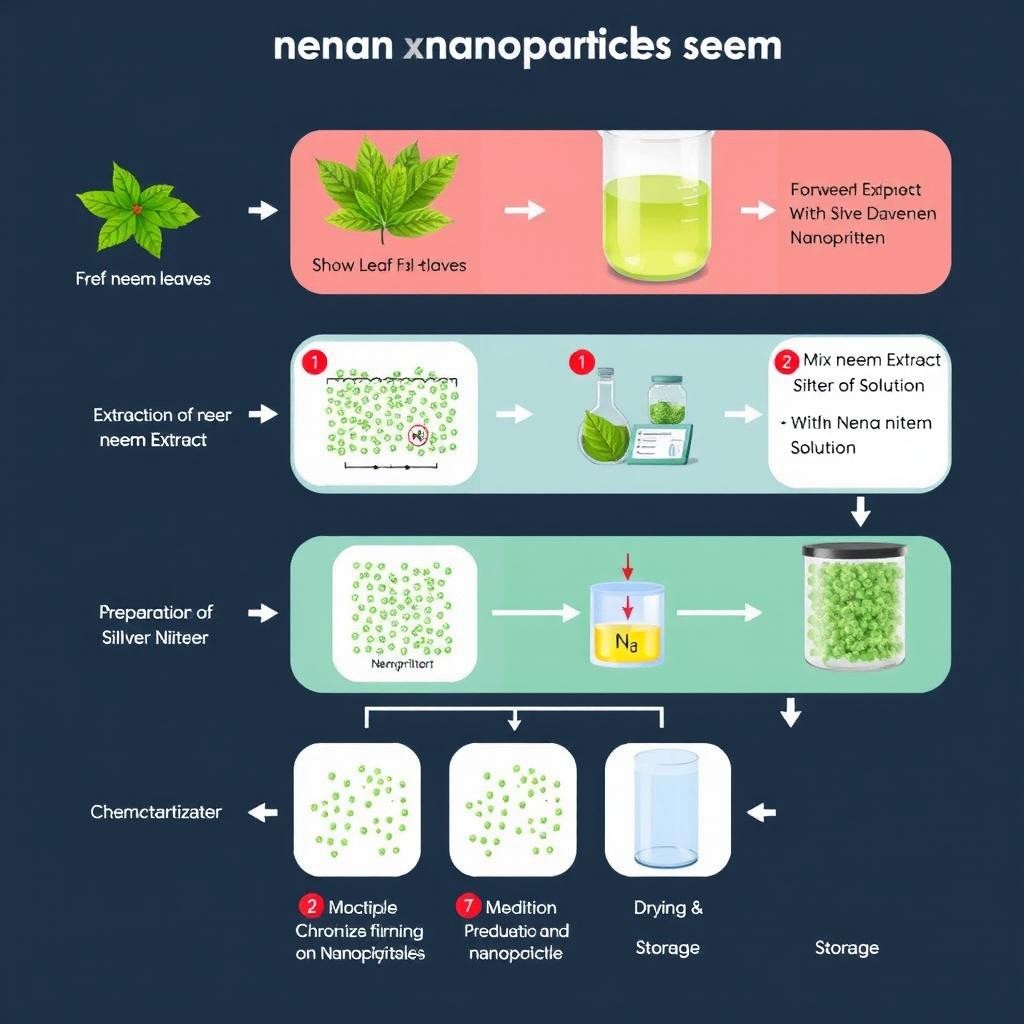 A detailed flow diagram illustrating the step-by-step process of neem nanoparticles formation