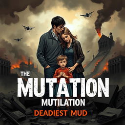 A book cover illustration titled 'The Deadliest Mutation' showcasing a dystopian scenario in England