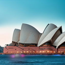 Generate a cartoon version of the Sydney Opera House in Australia.