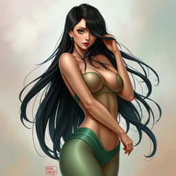 A sensual artistic representation of Boa Hancock, the powerful character from One Piece, in a tasteful and elegant pose that highlights her iconic beauty