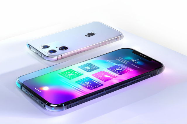 A 32k resolution image of a futuristic iPhone concept, captured through a 200mm lens