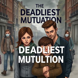 A book cover for a novel titled 'The Deadliest Mutation', depicting a realistic urban scene set in England