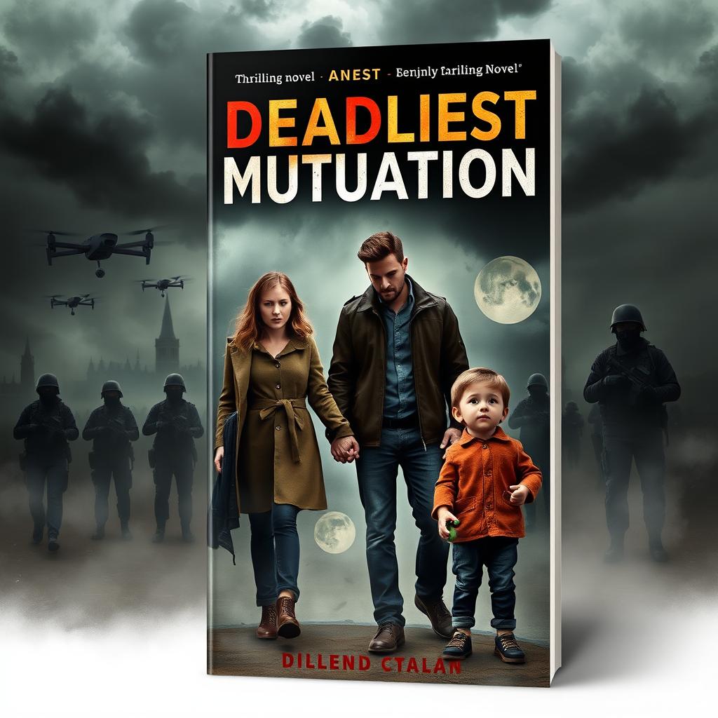 A book cover design for a thrilling novel titled 'The Deadliest Mutation'