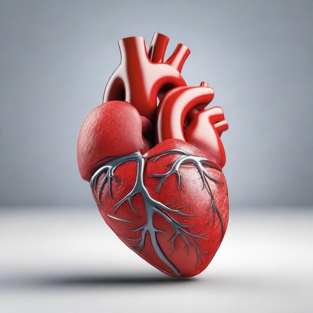 A 3D render of a photorealistic human heart