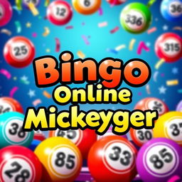 A visually appealing image featuring colorful bingo balls with numbers and a title that says 'Bingo Online Mickeyger' in bold, fun font