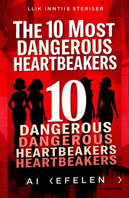 A visually striking book cover for an AI-generated list titled 'The 10 Most Dangerous Heartbreakers'