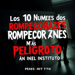 A captivating and eye-catching cover design for a list titled 'Los 10 Nombres de los Rompecorazones Más Peligrosos en el Instituto'