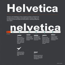 An infographic design concept for Helvetica's evolution, focusing on a mini-timeline format
