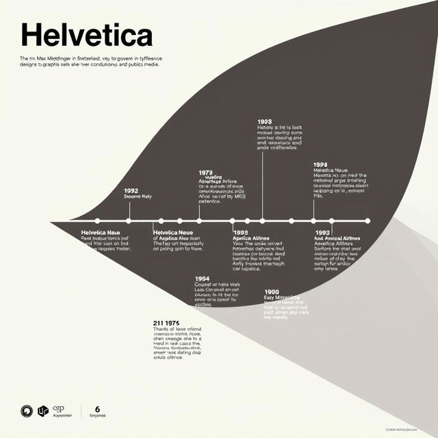 An infographic design concept for Helvetica's evolution, focusing on a mini-timeline format