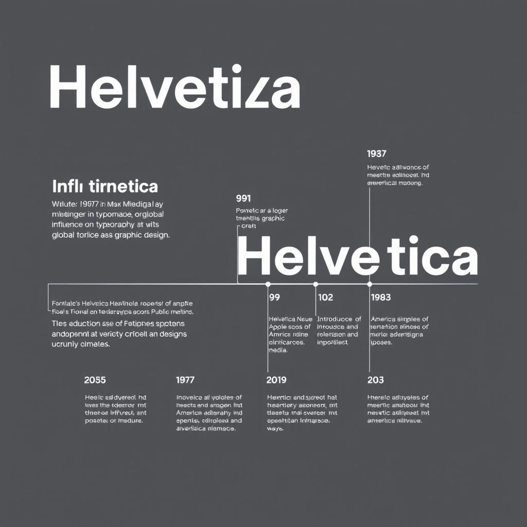 An infographic design concept for Helvetica's evolution, focusing on a mini-timeline format