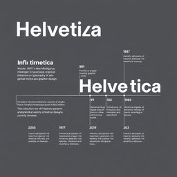 An infographic design concept for Helvetica's evolution, focusing on a mini-timeline format