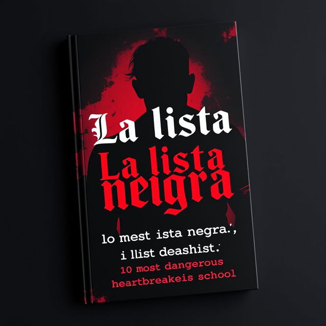 A captivating book cover for a student-created list titled 'La lista negra', with a subtitle in small font at the top reading 'YourWritesss07'