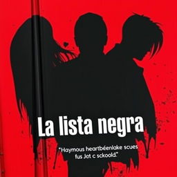 A captivating book cover for a student-created list titled 'La lista negra', with a subtitle in small font at the top reading 'YourWritesss07'