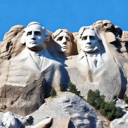 A detailed, high-resolution 3D render of Mount Rushmore, but with a contemporary twist