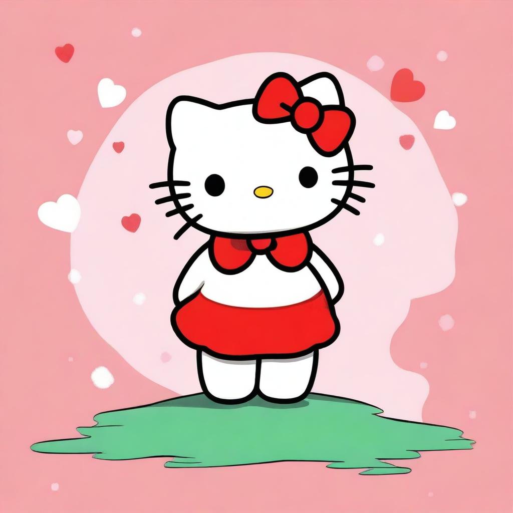 A high-quality digital art piece featuring the beloved character, Hello Kitty