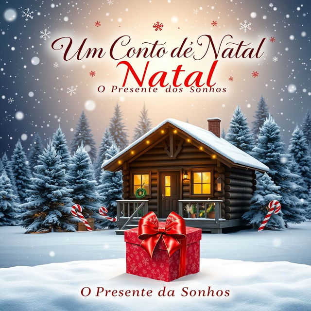 A captivating book cover for 'Um Conto de Natal - O Presente dos Sonhos'