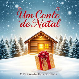 A captivating book cover for 'Um Conto de Natal - O Presente dos Sonhos'