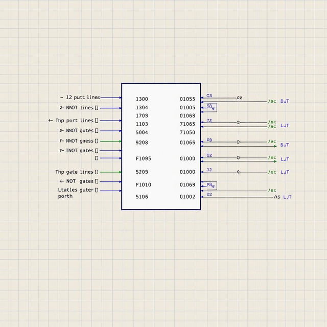 A detailed illustration of a 12-bit address decoder circuitry for a hypothetical port, showcasing its input and output connections