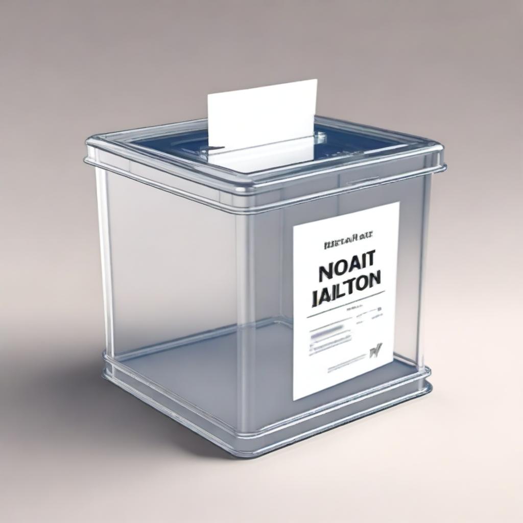 A high-quality, photo-realistic 3D render of a ballot box