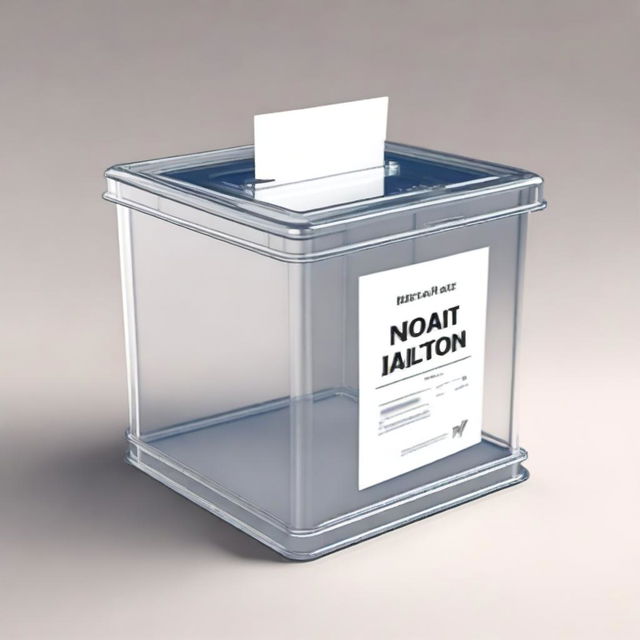 A high-quality, photo-realistic 3D render of a ballot box