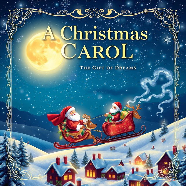 An exquisite book cover for 'A Christmas Carol - The Gift of Dreams'