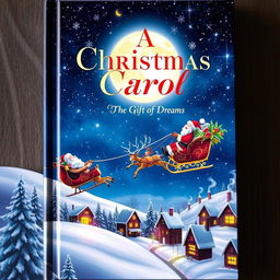 An exquisite book cover for 'A Christmas Carol - The Gift of Dreams'