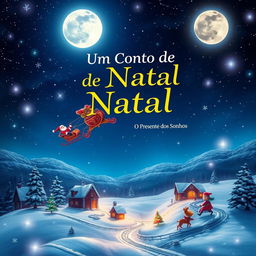 A captivating book cover for 'Um Conto de Natal - O Presente dos Sonhos'