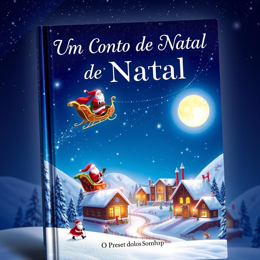 A captivating book cover for 'Um Conto de Natal - O Presente dos Sonhos'