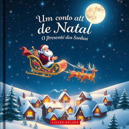 A heartwarming book cover for 'Um Conto de Natal - O Presente dos Sonhos'