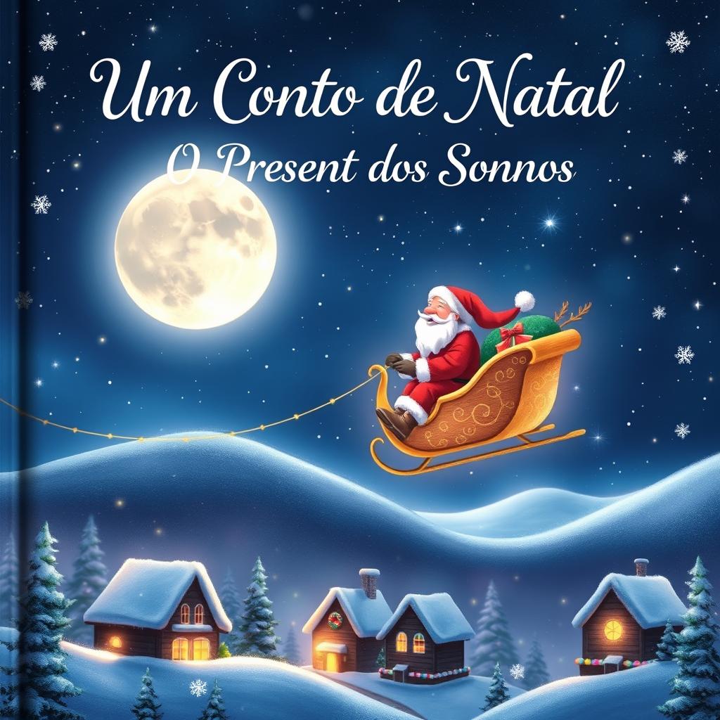 A heartwarming book cover for 'Um Conto de Natal - O Presente dos Sonhos'