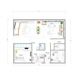 Detailed blueprints of a modern wedding services office, showcasing a well-organized layout