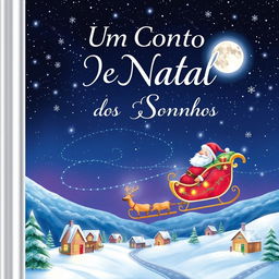 An enchanting book cover for 'Um Conto de Natal - O Presente dos Sonhos'