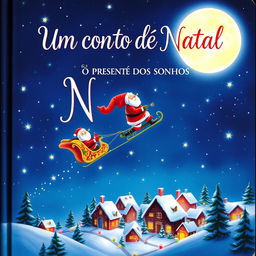 A delightful book cover for 'Um Conto de Natal - O Presente dos Sonhos'