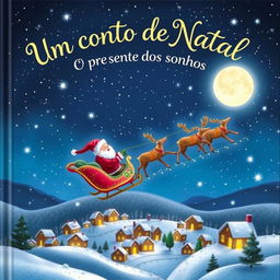 A delightful book cover for 'Um Conto de Natal - O Presente dos Sonhos'
