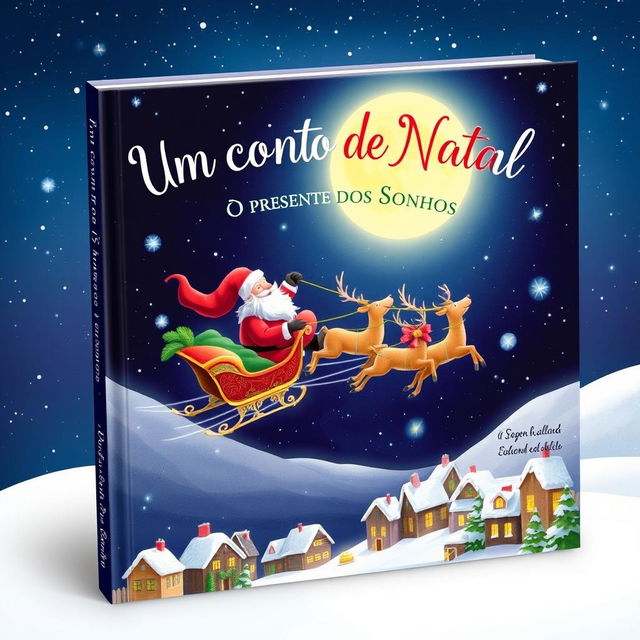 A delightful book cover for 'Um Conto de Natal - O Presente dos Sonhos'