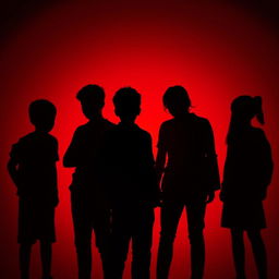 An intriguing visual inspired by 'La lista negra', depicting the shadows of 3 or 4 teenagers gathered closely together