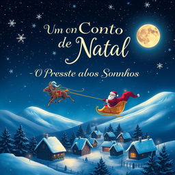 An enchanting HD quality book cover for 'Um Conto de Natal - O Presente dos Sonhos'