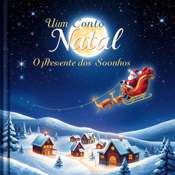 An enchanting HD quality book cover for 'Um Conto de Natal - O Presente dos Sonhos'