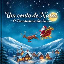 An enchanting HD quality book cover for 'Um Conto de Natal - O Presente dos Sonhos'