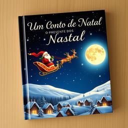 An enchanting HD quality book cover for 'Um Conto de Natal - O Presente dos Sonhos'