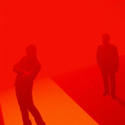 A striking visual featuring the shadow of a man prominently positioned in the foreground, creating a strong sense of presence