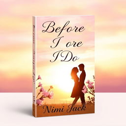 A romantic book cover design featuring a serene outdoor scene during sunset