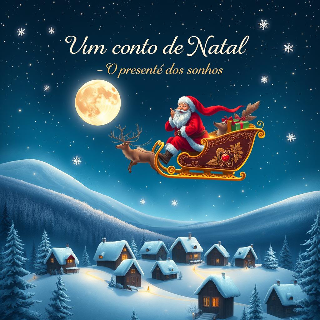 A stunning HD quality book cover for 'Um Conto de Natal - O Presente dos Sonhos'