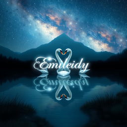 A stunning and magical scene featuring a single swan that appears as two swans, positioned back-to-back and looking in opposite directions