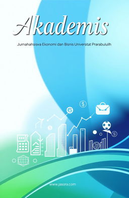 A visually appealing book cover for a journal titled 'Akademis: Jurnal Mahasiswa Ekonomi dan Bisnis Universitas Prabumulih'