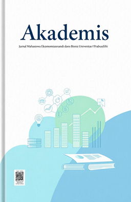 A visually appealing book cover for a journal titled 'Akademis: Jurnal Mahasiswa Ekonomi dan Bisnis Universitas Prabumulih'